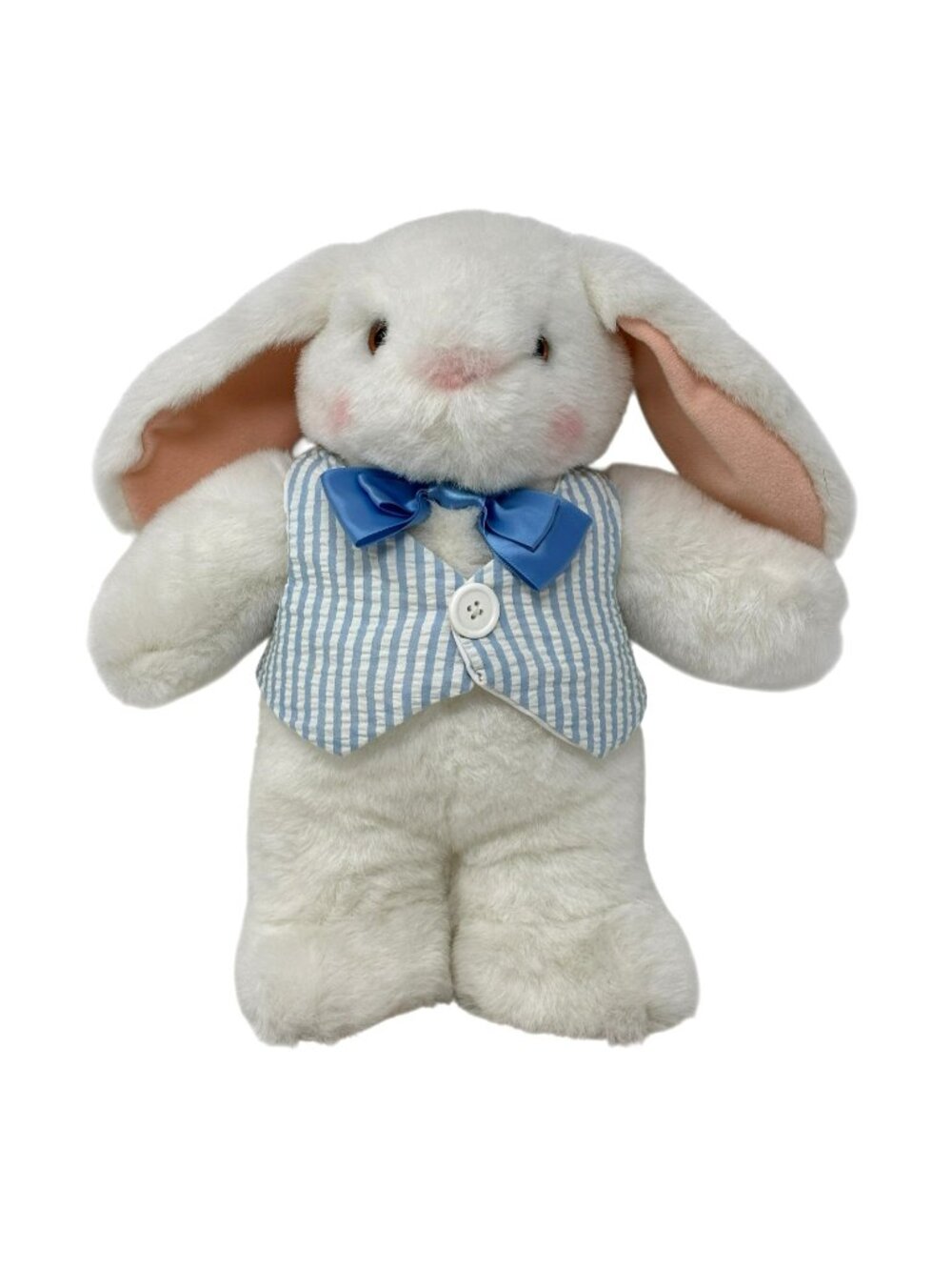 HALLMARK Uncle E Easter Bunny Rabbit Blue Stripe Vest Bow Plush